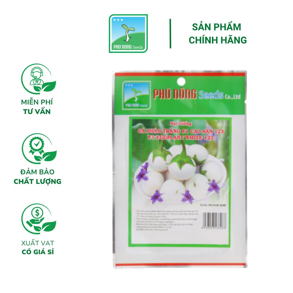 Hạt giống Cà pháo trắng F1 cao sản PN 123 Gói 0.5 gram ảnh 1 — cây để bàn nha trang