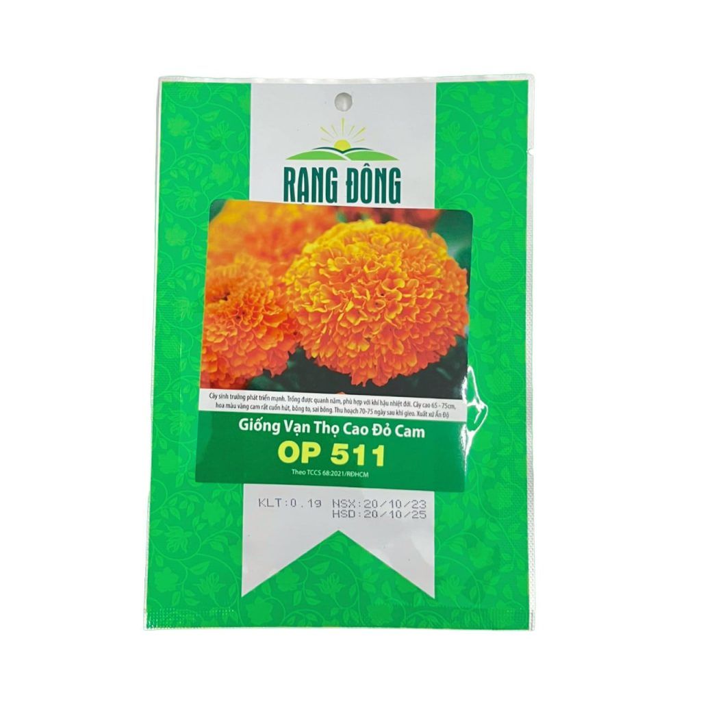 Hạt giống Hoa Vạn thọ cao đỏ cam OP 511 Gói 0.1 gram ảnh 1 — cây để bàn thơm