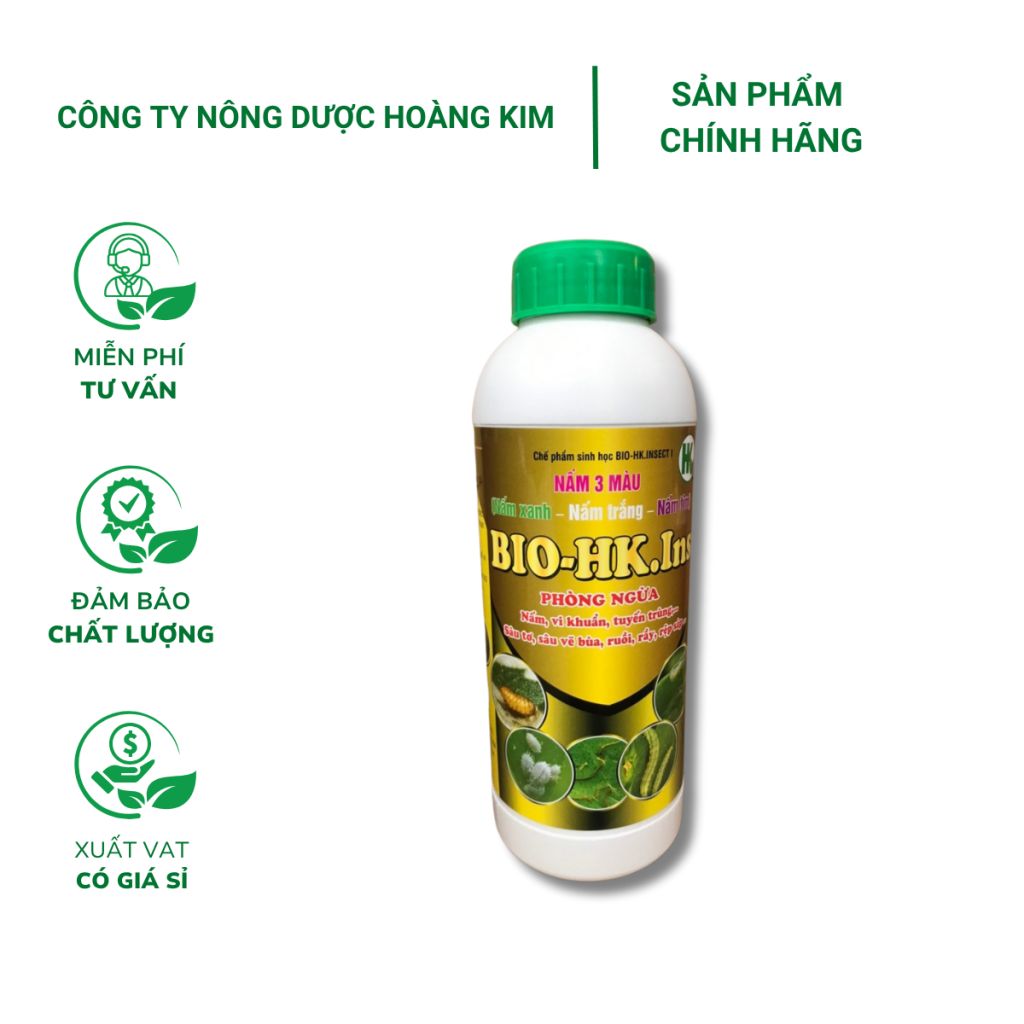 Nấm 3 màu BIO-HK. INS (Chai 1 Lít) Phòng ngừa nấm, vi khuẩn, tuyến trùng, sâu tơ, vẽ bùa, ruồi, rầy, rệp sáp ảnh 1 — cây để…