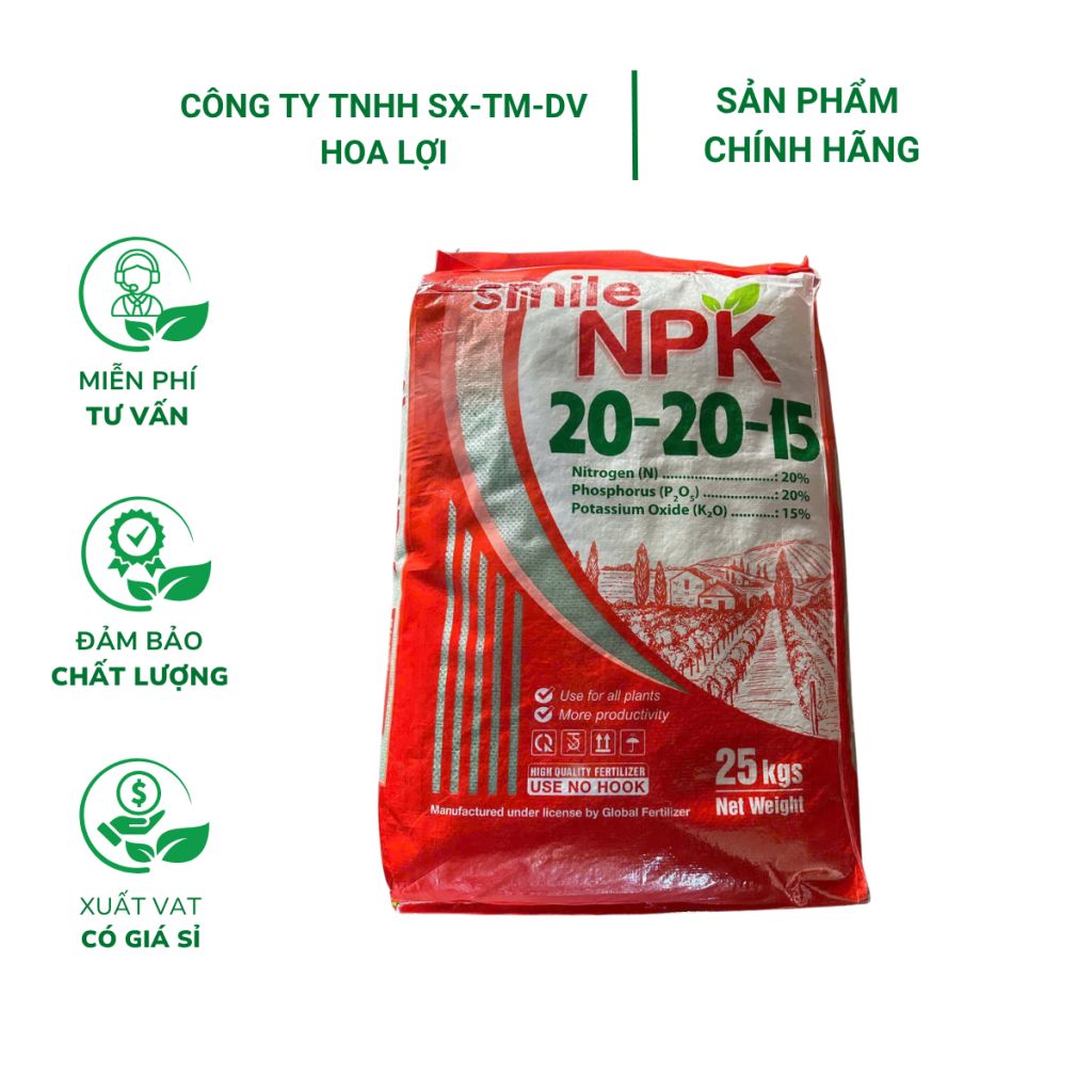 Phân bón hỗn hợp NPK 20-20-15 Bao 25kg Tại CH Hà Nội ảnh 1 — cây để bàn văn phòng hợp mệnh mộc