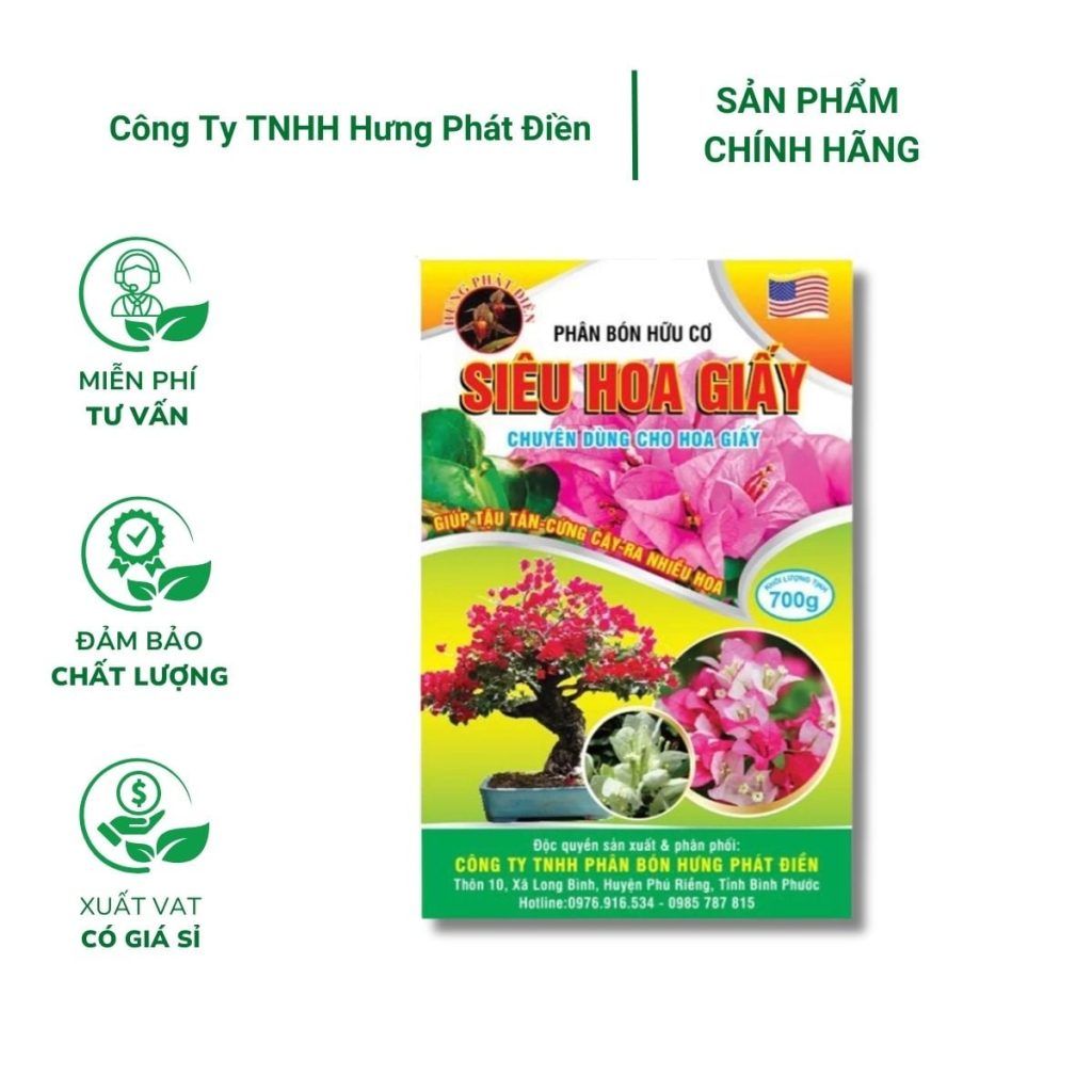 Phân bón hữu cơ Siêu hoa giấy giúp tậu tán, cứng cây, ra nhiều hoa Gói 700 gram ảnh 1 — cây để bàn lễ tân