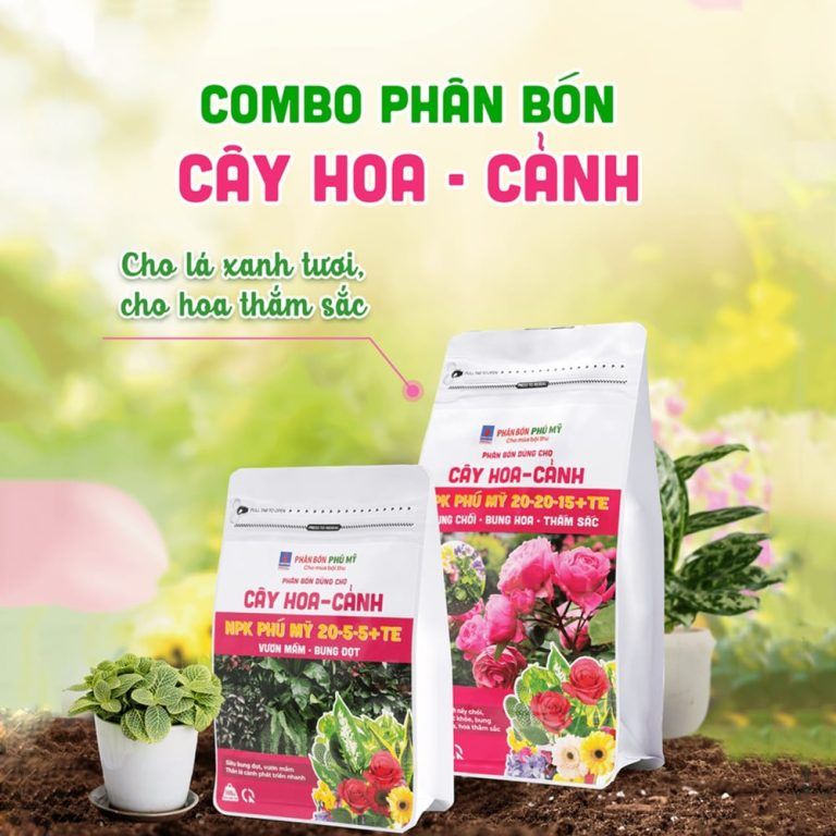 Phân NPK Phú Mỹ 20-5-5+TE Cây hoa cảnh Gói 500 gram ảnh 4 — cây để bàn ra hoa