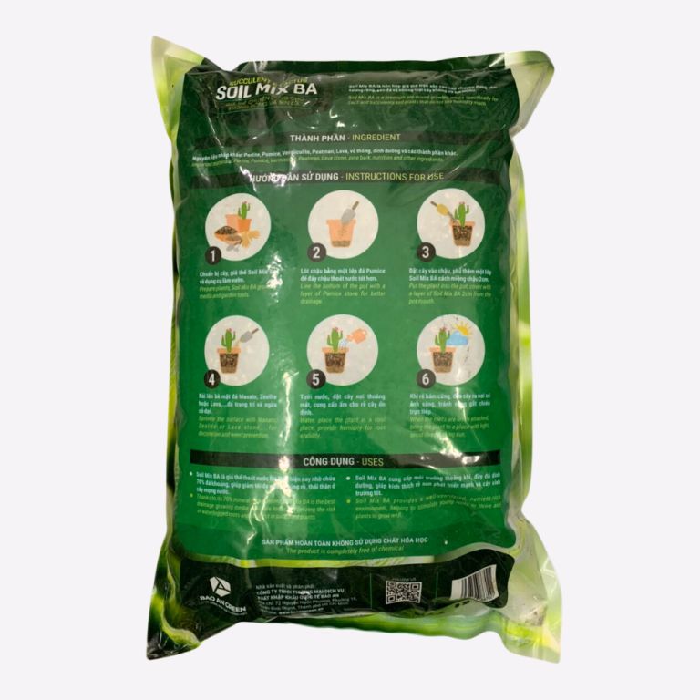 Soil Mix (Túi 15dm3) Giá thể trồng sen đá, xương rồng, thoát nước tốt, phòng ngừa thối rễ ảnh 3 — cây để bàn trong văn phòng